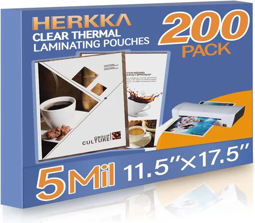 Vista 8 de HERKKA Paquete de 100 hojas de laminación, capacidad para hojas de 11 x 17 pulgadas, bolsas de laminación térmica transparentes de 5 mil, papel