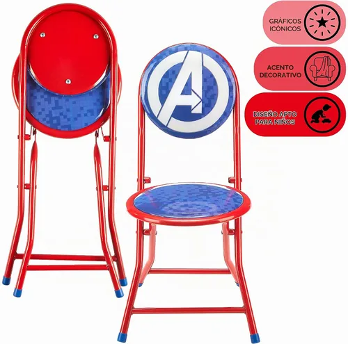 Vista 3 de Marvel Avengers - Juego de mesa y silla redonda plegable de 3 piezas, a partir de 3 años