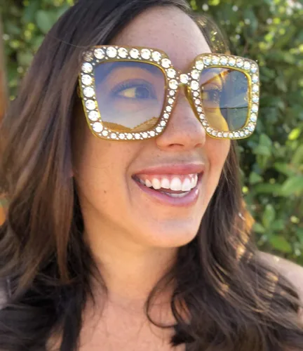 Vista 5 de Gafas de sol de gran tamaño con marco cuadrado con diamantes de imitación para mujer