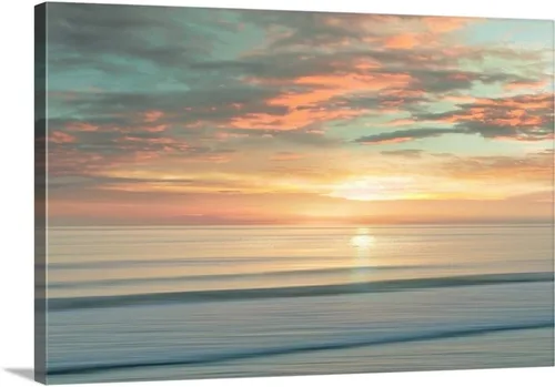 Vista 6 de CANVAS ON DEMAND Lienzo de Arte de Pared con Marco Flotante Negro de Amanecer en la Playa por Alex Hanson, Contemporáneo, Decoración del Hogar, Arte