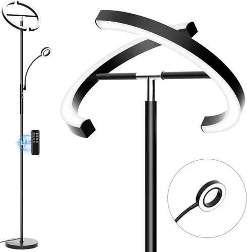 Vista 11 de SIBRILLE Lámpara de Pie RGBCW Mejorada con Lámpara de Lectura, Lámpara de Pie LED con Control Remoto Giratorio Regulable, Luz de Pie Moderna