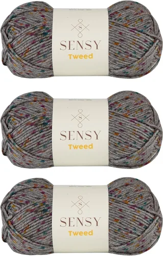 Vista 25 de S Sensy Tweed - Hilo mediano calibre acrílico #4 de primera calidad, color azul, 213 yardas, 4 onzas