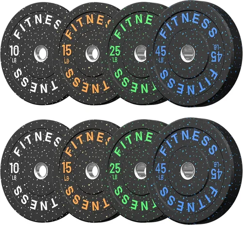 Vista 32 de HANDBODE 2-Inch High-Bounce Bumper Plates, Olympic Weight Set, 10-650 lb