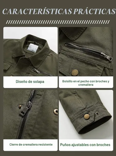 Vista 5 de Pursky Chaqueta de lona de algodón militar casual para hombre con capucha desmontable Verde militar