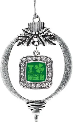 Vista 51 de Inspired Silver - Adorno con dije de reina de rodillo - Adornos navideños cuadrados de plata con joyas de circonita cúbica