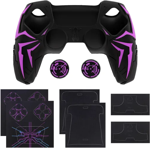 Vista 7 de PlayVital Design for ps5 Controller Silicone Case with 2 Thumb Grips and 6 Sticker, Cyber Spider Design, Anti-Slip Shockproof Controller Cover Skin