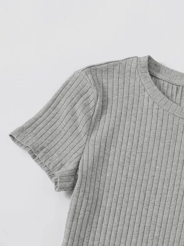 Vista 4 de Floerns Vestido ajustado de punto de manga corta con cuello en V para mujer