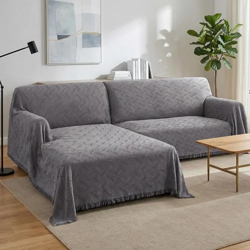 Vista 18 de Turquoize - Funda para sofá de algodón de color gris, protector para sofá, funda para sofás, fundas para sofá seccional lavables para perros