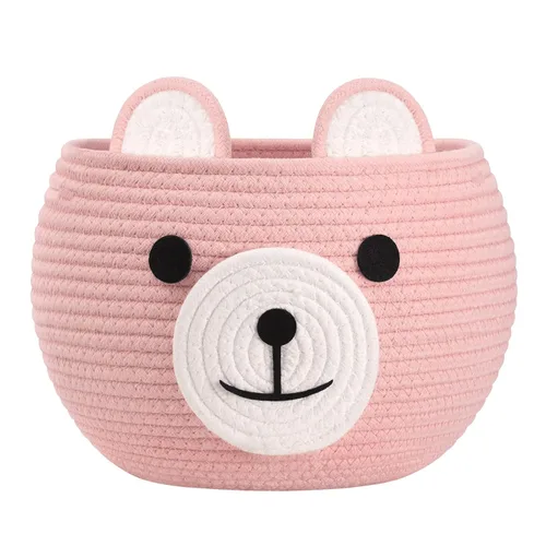 Vista 10 de CherryNow Cesta de cuerda tejida, cestas de oso para regalos vacías, cesta de almacenamiento grande para sala de estar, guardería, cestas