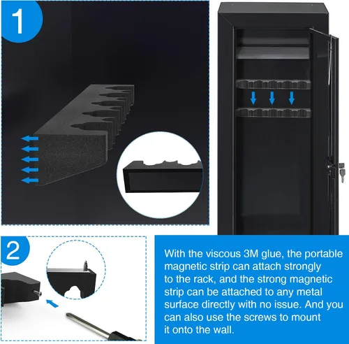 Vista 4 de Estante de barril de rifle de espuma duradero para armario de pistola apilable, colgador universal para pistola con tira magnética y tornillos