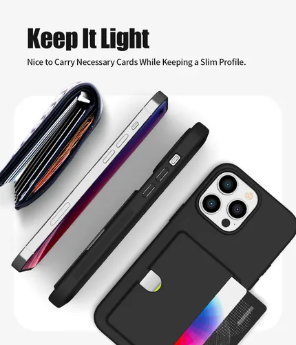 Vista 4 de GOOSPERY Rail 2 - Funda para tarjetas para iPhone 14 Pro Max, color negro, material de TPU, dos ranuras para tarjetas, protección ligera y suave