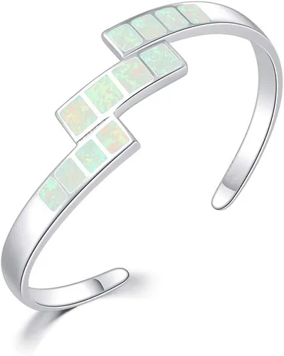 Vista 15 de CiNily Pulsera de ópalo para mujer, chapada en oro, hipoalergénica, con piedras preciosas abiertas