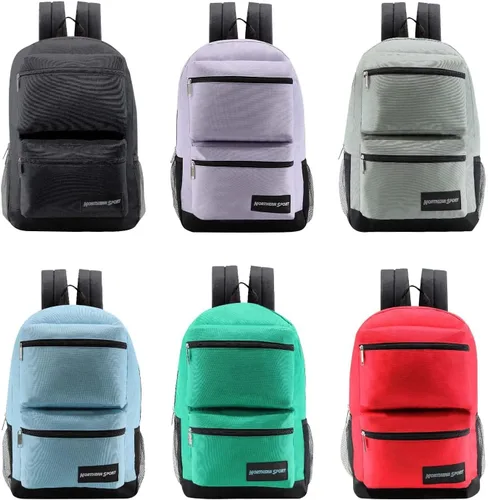 Vista 3 de Paquete de 24 mochilas escolares de 19 pulgadas para niños, mochilas a granel para estudiantes de primaria, media y secundaria, RojoAzulNegro