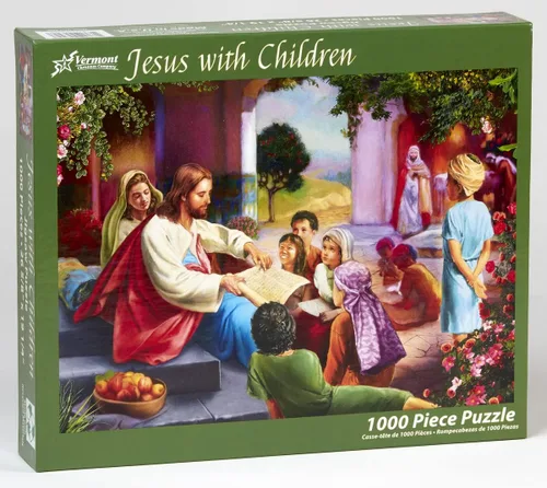 Vista 2 de Vermont Christmas Company Rompecabezas de Jesús con niños 1000 piezas
