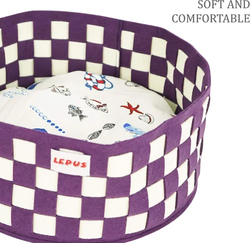 Vista 2 de SUSSEXHOME Pets - Cama redonda para gatos de 15.75 x 15.75 x 6.7 pulgadas, acogedora cama para gatos y perros pequeños, cojín interior decorativo
