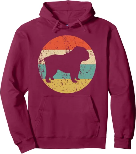 Vista 7 de Sudadera con capucha de Bulldog Inglés, retro, con capucha para perro Bulldog Inglés, Negro, S