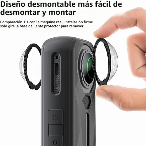 Vista 3 de Kit de accesorios para cámara para Insta 360 X5 - Protectores de lente, estuche de silicona, estuche para cámara (Negro, Unisex)