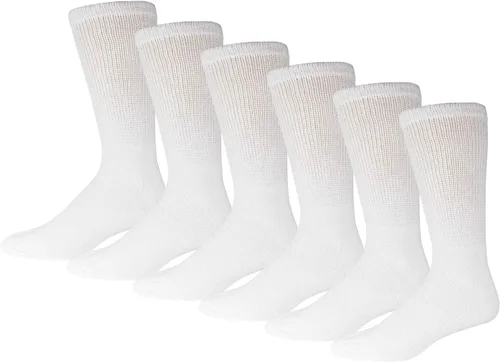 Vista 16 de 6 pares de calcetines tipo crew de algodón para diabéticos sin compresión para neuropatía
