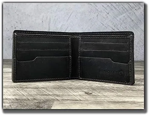 Vista 5 de Anthology Gear - Cartera de cuero minimalista de grano completo para hombre acero envejecido