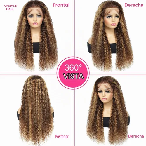 Vista 5 de Pelucas de cabello humano con encaje frontal lacio HD transparentes de 13 x 4, color degradado Ombre, onda profunda de 4/27, pelucas de encaje