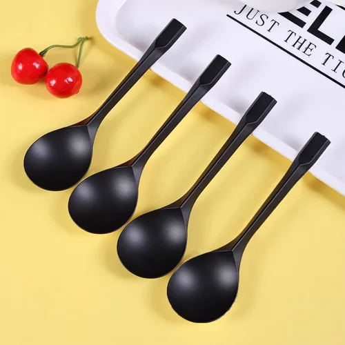 Vista 3 de Cucharas de plástico, cucharas de sopa desechables, cucharas resistentes para fiestas, oficina, restaurantes, eventos, utensilios, 5.5 x 1.57