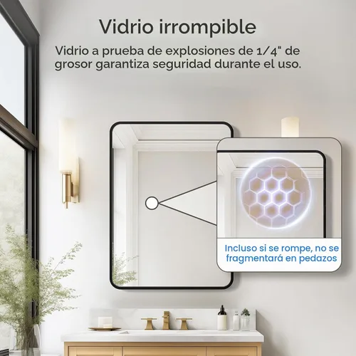 Vista 2 de USHOWER Espejo de baño negro para sobre el fregadero, 22 x 30 pulgadas, espejo rectangular negro mate para pared, espejo de tocador con marco