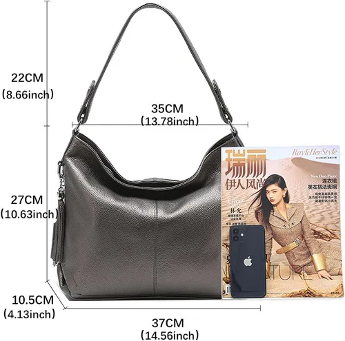 Vista 14 de Moda suave cuero genuino borla mujer bolso señoras hombro mensajero hobo bolso