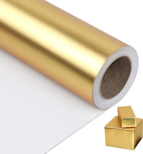 Vista 19 de NESCCI Papel de regalo metálico marrón, papel de color sólido, papel de regalo perfecto para bodas, día de San Valentín, cumpleaños, Navidad, baby