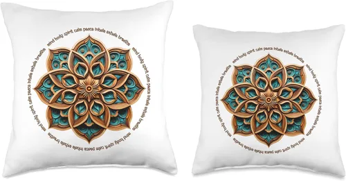 Vista 3 de Zen Designs Mandala #313-Mind-Body-Spirit Yoga Art Throw Pillow, 16x16, Multicolor