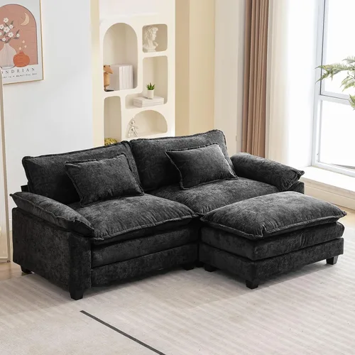 Vista 70 de Oprisen Sofá Seccional Modular, Cómodo Cloud Couch Sofá Seccional, Sofá Cama de Chenilla con Asiento Profundo con Almohadas Decorativas para Sala