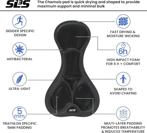 Vista 4 de SLS3 Pantalones cortos de triatlón para hombre Pantalones cortos de triatlón acolchados para hombre, pantalones cortos de triatlón de 8 pulgadas