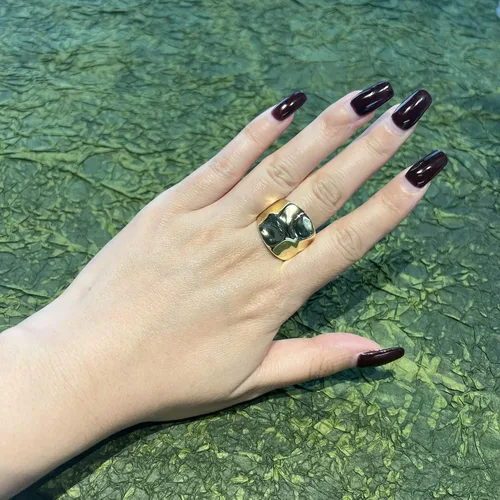 Vista 8 de Anillos de oro para mujer, chapados en oro de 18 quilates, anillos gruesos para regalo