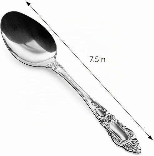 Vista 2 de DecorRack 12 cucharas de cena, cucharas de acero inoxidable de grado alimenticio, 7.5 pulgadas, cubiertos para el hogar, restaurante, lavavajillas