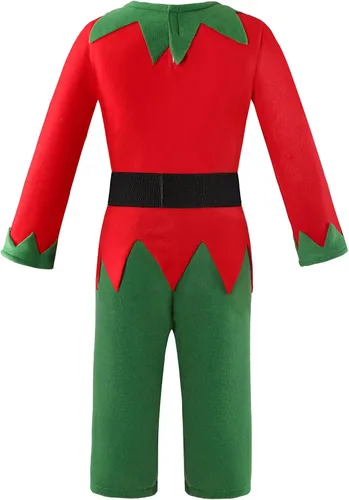 Vista 6 de Soyoekbt Disfraz de elfo navideño para niños, disfraz de elfo navideño
