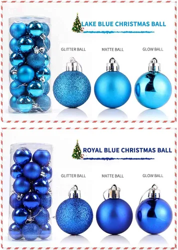 Vista 3 de 24 adornos de bola de Navidad, mini esferas de Navidad de plástico inastillables con cuerda para colgar, juego de bolas decorativas empaquetadas