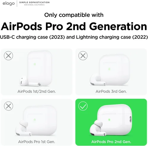 Vista 2 de elago Funda transparente compatible con AirPods Pro de 2ª generación, compatible con AirPods Pro 2, funda protectora, a prueba de golpes, carga Azul