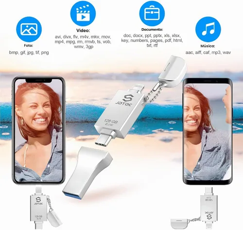 Vista 6 de Palo de fotos genuino de 128 GB con certificación MFi de Apple para iPhone 17/16/15/14-3 en 1 USB C Flash Drive y Memory Stick - Almacenamiento