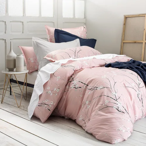 Vista 5 de Get Bed Ready Ropa de cama oriental japonesa Cherry Blossom (rosa claro, individual)