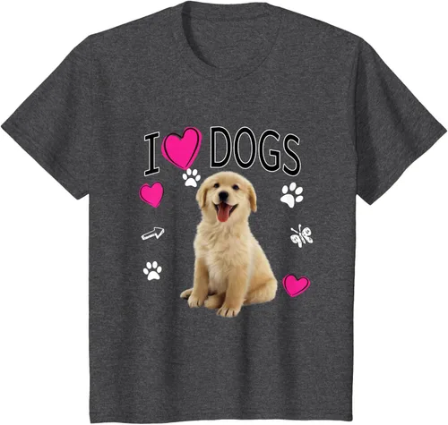Vista 26 de Camiseta I Love Dogs - Camiseta Golden Labrador retriever, Azul Negro