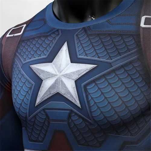Vista 3 de HIMIC E77C - Camiseta deportiva, elástica, ajustada, de secado rápido, diseño de superhéroe en 3D, para cosplay
