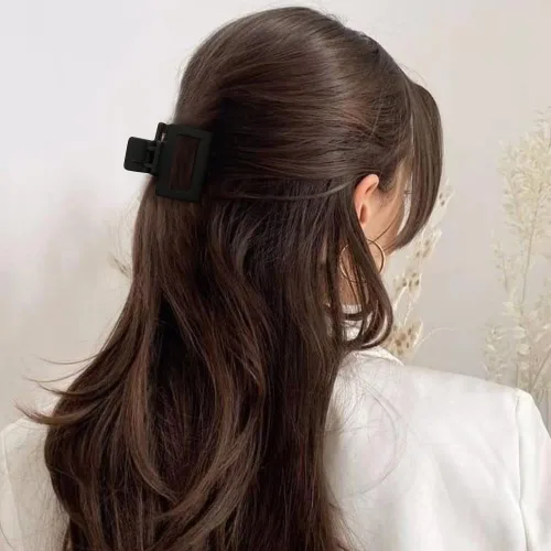 Vista 3 de ATODEN Pinzas cuadradas mate para el cabello para mujeres y niñas, 5 abrazaderas rectangulares de agarre antideslizantes medianas para cabello corto