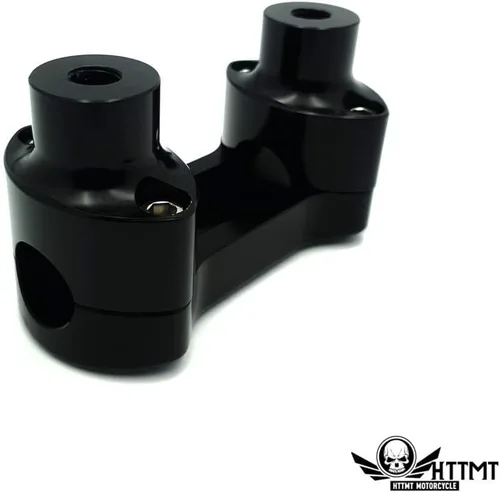Vista 4 de HTTMT- US-TGHD-HBS009-BK- Kit de elevador/abrazadera superior de manillar resistente de 1" 1 pulgada cromado de 2" de altura compatible con Harley