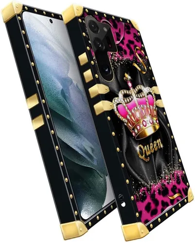 Vista 3 de Funda compatible con Samsung Galaxy S23 Ultra, J Crown Queen con estampado de leopardo de lujo, elegante, suave, TPU, a prueba de golpes, protección