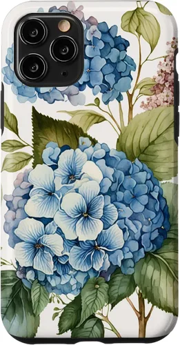 Vista 29 de Watercolour Vintage Blue Hydrangea with Flower Flower Case for iPhone 17