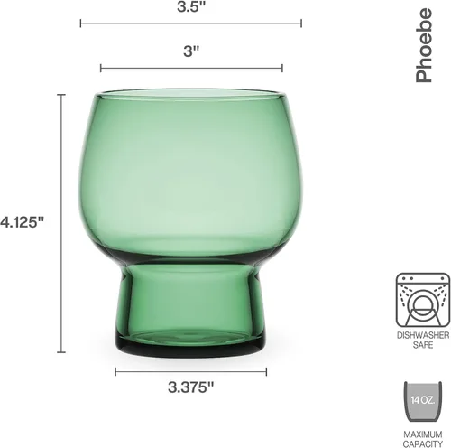 Vista 3 de Mikasa Phoebe - Juego de 4 vasos dobles para bebidas (4 unidades), color salvia