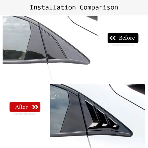 Vista 2 de Persianas laterales de ABS para ventana trasera de aire, para Honda Civic Hatchback Tipo R 2016 2017 2018 2019 2020 2021 (negro brillante)