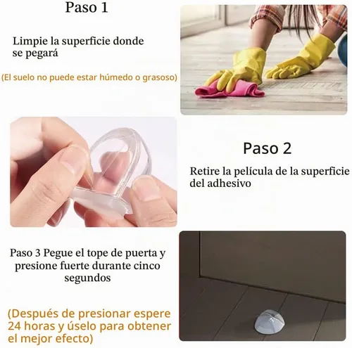 Vista 3 de Tapones autoadhesivos transparentes de 3 piezas para pared y piso, tapón acrílico para puerta de ducha, sin perforaciones, protege paredes