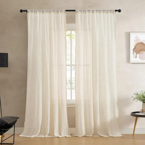 Vista 13 de French Connection - Cortina para ventana, juego de 2 paneles, semitransparente, decoración moderna del hogar, cortinas para sala de estar, comedor