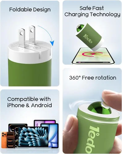 Vista 3 de Juego de cargador magnético, bloque de carga rápida de 20 W con cable de 6 pies, innovador cable de nailon magnético compatible con iPhone