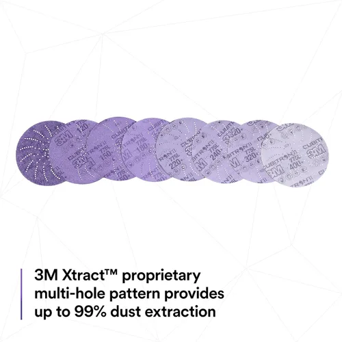 Vista 3 de 3M Xtract Cubitron II Hookit Clean - Disco de lijado de 3 pulgadas, 775 L, 150+, 3 pulgadas, paquete de 50 discos de lijado con gancho y bucle
